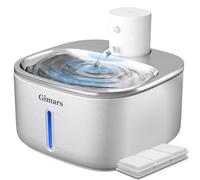 Gimars Cat Water Fountain, 108oz/3.2L Stainless Steel Pet Water Fountain Wireless Battery Operated, Cordless Dog Water Dispenser Automatic with Motion Sensor