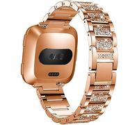 GIMart Compatible for Fitbit Versa Metal Strap Women Girls Bling Rhinestone Stainless Steel Replacement Watch Wrist Band Accessories Bracelet for Fitbit Versa 2/Versa Lite/Versa SE (Gold)