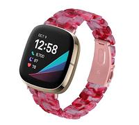 Gimart Compatible with Fitbit Versa 3 Strap for Women Men, Slim Metal Stainless Steel Versa 3 Band Replacement Watch Strap Resin Wristband Bracelet for Fitbit Sense Smartwatch (Pink)