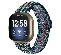 GIMart Compatible with Fitbit Versa 3 Strap for Women Men, Woven Nylon Fabric Bands Replacement Sport Strap Wristband Bracelet for Fitbit Sense/Versa 3 Smartwatch Small Large (Green+Blue)