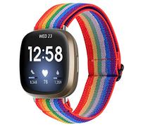 GIMart Compatible with Fitbit Versa 3 Strap for Women Men, Woven Nylon Fabric Bands Replacement Sport Strap Wristband Bracelet for Fitbit Sense/Versa 3 Smartwatch Small Large (Rainbow)