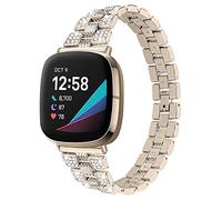 Gimart Compatible with Fitbit Versa 4/Versa 3 Strap for Women Men, Metal Bling Stainless Steel Band Replacement Watch Strap Wristband Bracelet for Fitbit Sense/Sense 2 Straps Small Large