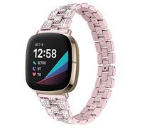 Gimart Compatible with Fitbit Versa 4/Versa 3 Strap for Women Men, Metal Bling Stainless Steel Band Replacement Watch Strap Wristband Bracelet for Fitbit Sense/Sense 2 Straps Small Large