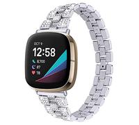 Gimart Compatible with Fitbit Versa 4/Versa 3 Strap for Women Men, Metal Bling Stainless Steel Band Replacement Watch Strap Wristband Bracelet for Fitbit Sense/Sense 2 Straps Small Large