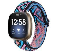 Gimart Sport Strap Compatible with Fitbit Versa 3 Strap, Women Men Woven Nylon Breathable Fabric Replacement Straps Band Wristband for Fitbit Sense/Versa 3 Smartwatch (Blue/Pink)