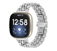 Gimartuk Compatible with Fitbit Versa 3/Fit bit Sense Strap for Women Men, Solid Stainless Steel Versa 3 Band Replacement Strap Wristband Metal Band Bracelet for Sense Small Large (Silver)
