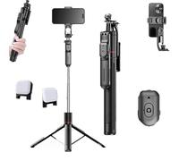 Gimbal Stabilizer - Master Every Move, 2-in-1 Tripod & Selfie Stick with 360° Anti-Shake & Bluetooth Remote, Phone Clamp, Foldable Rock-Solid Stability for iPhone/Camera/Smartphone (Advanced)
