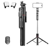 Gimbal Stabilizer - Master Every Move, 2-in-1 Tripod & Selfie Stick with Fill Light & 360° Anti-Shake, Foldable Holder for Vlogging Travel Videos Phone/Camera, Bluetooth Control (with Fill Light)