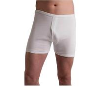 Gimbles® 3,6,12 Pack Men's Interlock 100% Cotton Trunks Underwear Long Leg Open Fly Shorts (6, L) White