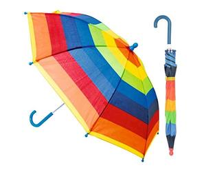 Gimbles® New Drizzles Kids Childrens Rain Cover 3D Dome Animal Umbrella with Crook Handle (Rainbow 005)