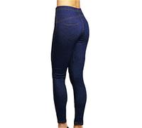 Gimbles® New Women's Floral Printed Stretch Fit Jegging Denim Look Fashion Leggings Pants (Blue Plain, UK 6XL 26-28)