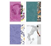 Gimboo Exercise Book A5 Squared 60 Sheets 70 g/m² Assorted Designs/Pack of 4 / School Items/Art Checked/Format A5 / Colour Mix/Type School