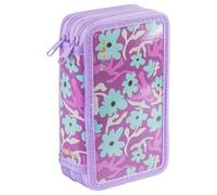gimboo School Pencil case/with Contents/2 compartments/Jumbo/Flowers/Purple