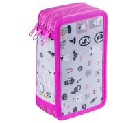 gimboo School Pencil case/with Contents/3 compartments/Halloween/Pink