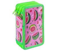 gimboo School Pencil case/with Contents/3 compartments/Watermelon/Green