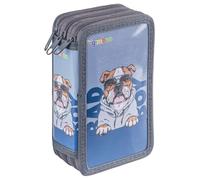 gimboo School Pencil case/with Supplies/3 compartments/Bulldog/Grey