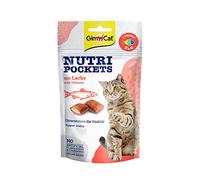 GimCat Nutri Pockets with Salmon - Crunchy Cat Treats with a Creamy Filling and Functional Ingredients - 1 Bag (1 x 60 g)