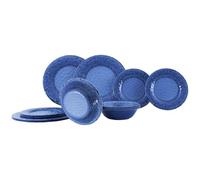 Gimex Stone Line Sand-Azure Opal Camping Tableware Set with Non-Slip Melamine 12-Piece