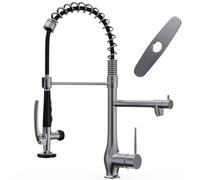 GIMILI Black Stainless Kitchen Faucet with Pull Down Sprayer, Single Handle High Pressure Kitchen Sink Faucet, Commercial Double-Headed Stainless Steel Kitchen Faucet