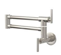 GIMILI Pot Filler Brushed Nickel Commercial Wall Mount Faucet Folding Double Joint Swing Arm Wall Faucet