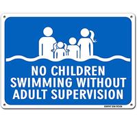 GIMIPAT Aluminum no children swimming without adult supervision2 Pool Sign, 12inx8in Fade Resistance, Indoor/Outdoor Use Metal Sign