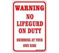 GIMIPAT Aluminum Warning No Lifegurd On Duty Swimming At You Own Risk Pool Sign, 12inx16in Fade Resistance, Indoor/Outdoor Use Metal Sign
