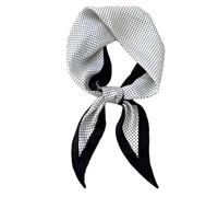 GIMIRO Elegant Scarves 120 x 36 cm Diamond Satin Scarf Polka Dot Floral Stripe Classic Style, White Black Small Dots, 120cm x 36cm