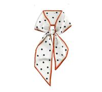 GIMIRO Satin Scarf, 148 x 13 cm, Geometric Checkerboard Pattern, Double Layer, Polyester, Brown and White, Polka Dot White Orange, 148x13