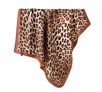 GIMIRO Women's 70 x 70 cm Scarf Simulated Silk Flowers Scarf Tie Houndstooth Bandana, Leopard Brown Black, 70cm x 70cm