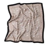 GIMIRO Women's 70 x 70 cm Scarf Simulated Silk Flowers Scarf Tie Houndstooth Bandana, Light Coffee Black Beige Psl, 70cm x 70cm