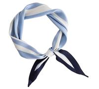 GIMIRO Women's Decorative Scarf 120 x 36 cm Imitation Silk Scarf Diamond Shaped Ribbon Flowers Stripes Wave Point, Light Blue White Stripes, 120 x 36 Centimeters