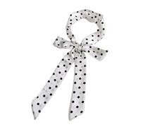 GIMIRO Women's Satin Belt 5 cm x 195 cm Band Imitation Silk Long Scarf Dress Waistband Hat Accessories, White Polka Dot 195x4cm, 5cm*195cm