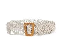 GIMIRO Woven Belt for Women Bohemian Waist Band [5 x 100 cm] Wax Cord Hollow Waist Belt with Ladder Buckle Ethnic Style Fashion Accessories Dress Decoration, beige, 5cm x 100cm