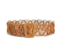 GIMIRO Woven Belt for Women Bohemian Waist Band [5 x 100 cm] Wax Cord Hollow Waist Belt with Ladder Buckle Ethnic Style Fashion Accessories Dress Decoration, brown, 5cm x 100cm