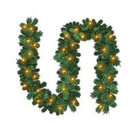 Gimisgu 16ft/5m Christmas Garland with Lights, Pre-Lit Decorated Garland Illuminated with 100 Warm White LED Lights, Artificial Christmas Decoration Garland for Fireplaces, Stairs
