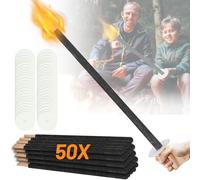 Gimisgu 50 x Torches, 72 cm Torches, Burning Time 90-100 Minutes, with Drip Tray, Suitable for Hiking, Campfire Party, Outdoor Activities, Children's Torches, Garden Torches, Outdoor Decoration
