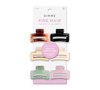 Gimme Beauty Fine Hair - Small Rectangle Claw Clips - Mini Claws for Fine & Thin Hair - Designer Non-Slip Accessories - Minimal Clip Multi-Pack for Teens - Assorted Colors, 6 Pack