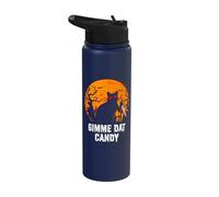 Gimme Dat Candy Creepy Cat Spooky Halloween Stainless Steel Insulated Water Bottle