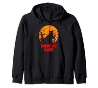 Gimme Dat Candy Creepy Cat Spooky Halloween Zip Hoodie