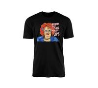 Gimme Linda La Hughes Moist T-Shirt - Funny Novelty Humour Mummy Stunner Flirt Innuendo Naughty Dirty Thirty Men Lips Show 100% Organic Cotton Vegan Ink (2XL, Black)