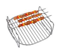 GIMOCOOL Air Fryer Double Layer Rack, Air Fryer Rack, Multi-purpose Air Fryer Accessories with Skewers, 6, 7, 8 Inch Stainless Steel Airfryer Grill Pan for Barbecue, Roasting Oven, Air Fryer