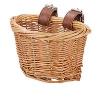 GIMOCOOL Wicker Bicycle Basket, Retro Handwoven Cycling Basket, Kids Bike Basket, Detachable Easy Install with 2 Leather Straps