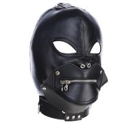 Gimps Mask Wicked Demon PU Leather Mask with Plush lining Adjustable Back Tie, Detachable Zippered Mouth for Halloween Party Devil Hood Masks Sex Props Supplies