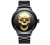 GIMTO Creative 3D Skull Men's Watch Cool Stainless Steel Big Dial Vintage Boy Quartz Military Wristwatch