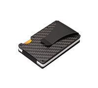 Gimue Carbon Fiber Wallet Metal Money Clip for Men, RFID Blocking Minimalist Aluminum Slim Cash Credit Card Case Holder, Black, Modern