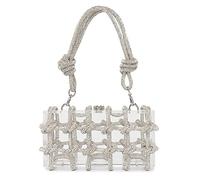 Gimue Clear Acrylic Rhinestone Purse, Sparkle Evening Clutch, Crystal Embellished Knotted Handbag for Cocktail, Party, Prom, Silver, 7.7 inches