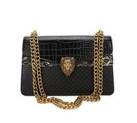 Gimue Shoulder Bag for Women Satchel Handbags Leopard Pattern Splicing Crossbody Purse PU Leather, Black