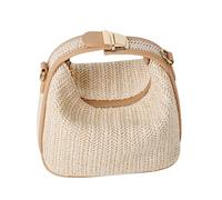 Gimue Straw Woven Crossbody Bag for Women, Handmade Beach Tote, Summer Top Handle Bucket Purse, Beige