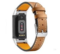 Gimuk Compatible with Fitbit Charge 5 Strap for Women Men, Genuine Leather Adjustable Sports Strap Replacement Wristband for Charge 5 Tracker Small Large (Matte Coffee)