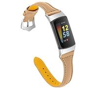 Gimuk Leather Strap Compatible with Fitbit Charge 5 Strap, Women Men Genuine Sport Band Replacement Watch Wristband Bracelet for Fitness Tracker (Matte Coffee), Small/Large (C5WF691AA/G)